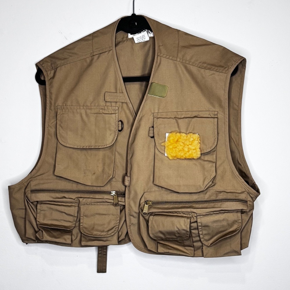 Stream Designs Ultimate Fishing Vest XL Tan Khaki Multi-Pocket Fly Patch Utility